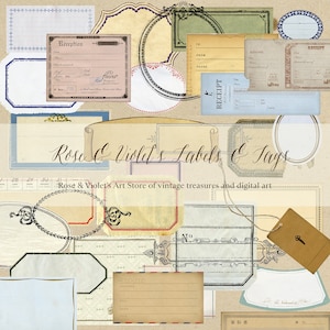 Vintage Labels & Tags, vintage labels clipart, vintage tags clipart, junk journaling, scrapbooking, vintage ephemera clipart, journal labels