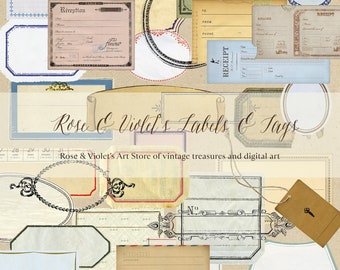 Vintage Labels & Tags, vintage labels clipart, vintage tags clipart, junk journaling, scrapbooking, vintage ephemera clipart, journal labels