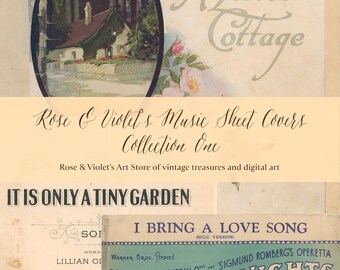 Music Sheet Covers Collection 1, Beautiful Antique Music Papers, digital papers, vintage paper, collage clip art, scrapbooking