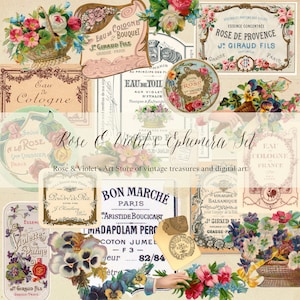 Ephemera Set, digital clip art, scrapbooking clip art, victorian scraps, french labels, french tags, vintage clip art, vintage labels