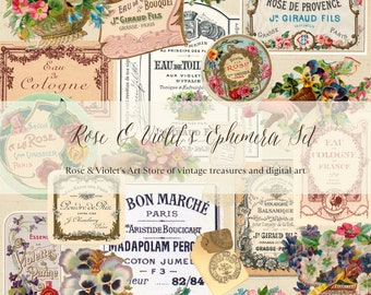 Ephemera Set, digital clip art, scrapbooking clip art, victorian scraps, french labels, french tags, vintage clip art, vintage labels