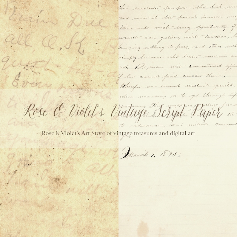 Vintage Script Papers, Antique Script Papers, Digital Papers, Vintage ...