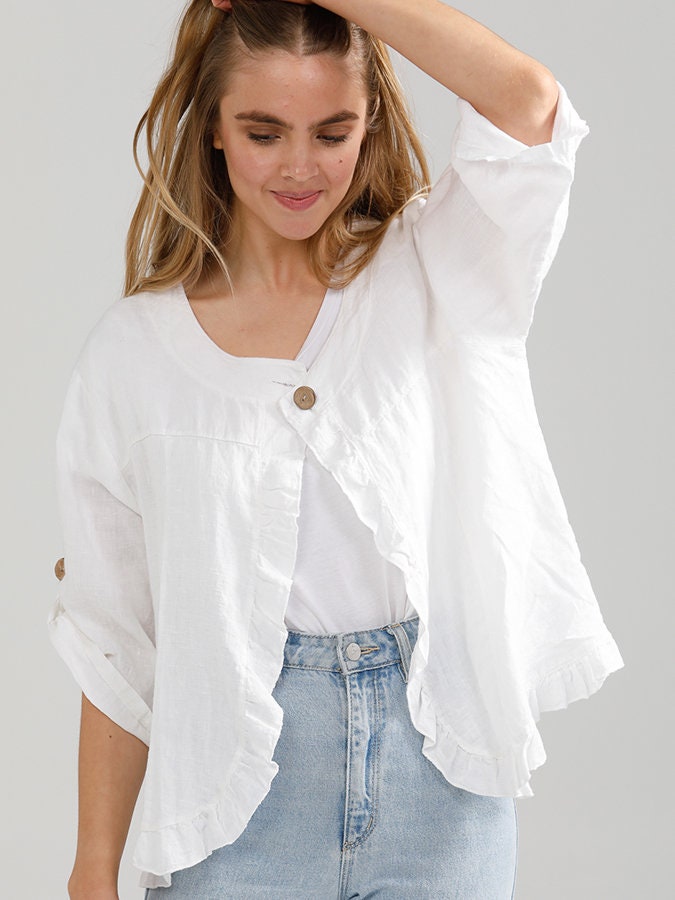 White Fifi Jacket Pure Linen Short 