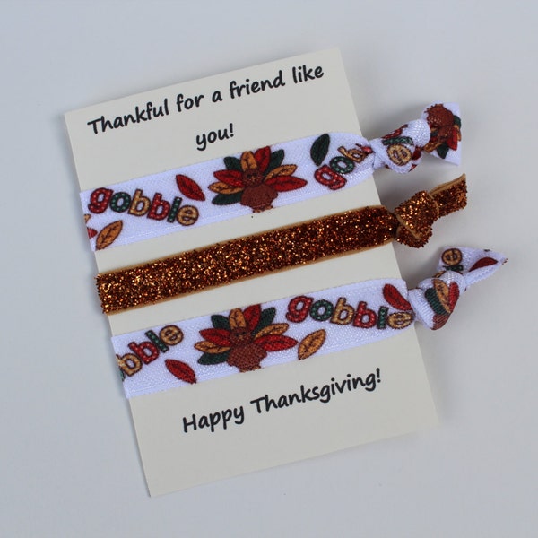 Thanksgiving Hair Tie Gift | Turkey Hair Ties, Thanksgiving Gift, Thanksgiving Party Favor, Thanksgiving Cards, Elastic Hair Tie