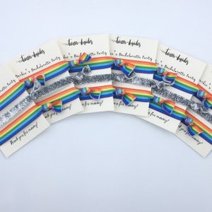 Lesbian Bachelorette Party Favor Hair Ties, LGBTQ Bachelorette, Rainbow Hair Ties, Team Brides, Queer Wedding Favor, Gay Bachelorette Favor