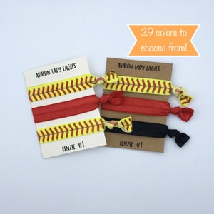 Softball Gift Hair Ties, Softball Team Gift, Softball Player, Sports Gift, Baseball, Elastic Hair Ties, Creaseless Hair Ties, Booster Club