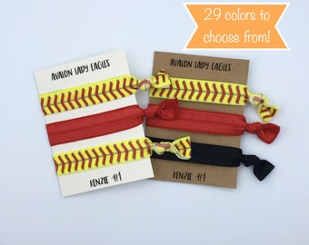 Softball Hair Ties, Team Gift, Personalized Card