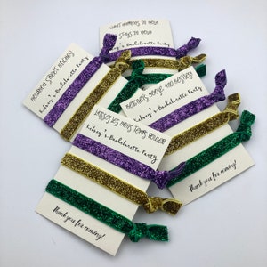 Elástico de cabelo para festa de despedida de solteira em Nova Orleans, despedida de solteira em Nova Orleans, Mardi Gras, Bourbon Street, lembrancinha para festa, kit de sobrevivência, presente para madrinha de casamento