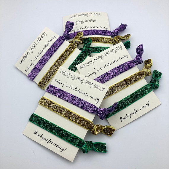 New Orleans Bachelorette Party Favors: Glitter Hair Ties, NOLA Theme