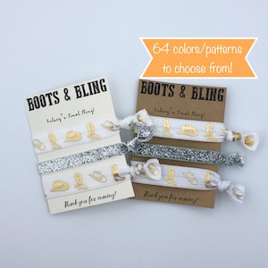 Cowgirl Bachelorette Party Favor Hair Ties, Austin Texas, Nashville, Boots and Bling, Wedding, Bridal Party Gifts, Elastic Hair Band