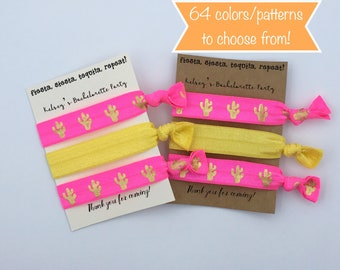 Fiesta Bachelorette Party Favor Hair Ties, Cabo Bachelorette, Mexico, Beach Trip, Fiesta Siesta Tequila, Cruise, Bridesmaid Gift, Cactus