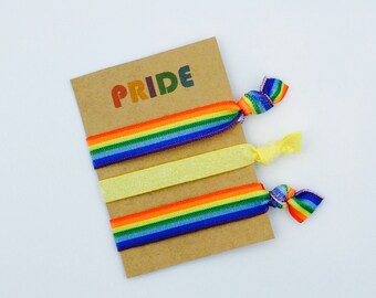 Pride Accessories | LGBTQ Hair Ties, Lesbian, Bisexual, Gay, Queer, Transgender, LGBT, Rainbow Hair Tie, Non Binary, Gender Fluid, Gay Pride