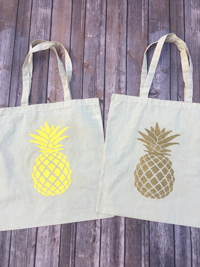 Glitter Pineapple Canvas Tote Bag Summer Beach Bag Etsy