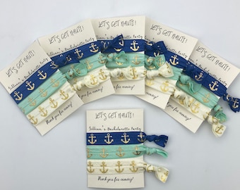 Nautical Bachelorette Party Favors: Blue Anchor Hair Tie Set