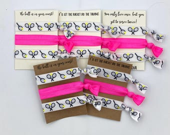 Gomas para el pelo de tenis, tarjeta personalizada de regalo para el equipo
