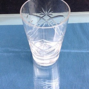 Early 20thC Art Deco Fan & Star Cut Lead Crystal Tumbler/Beaker Tot Glass