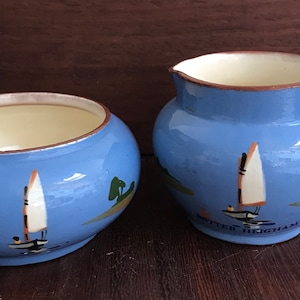 Vintage Souvenir Potter Heigham Cream Jug & Sugar by Dartmouth Pottery