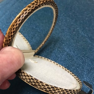 Antique Vintage 1930s Art Deco Genuine Snake Skin Compact & Sifter - Unused