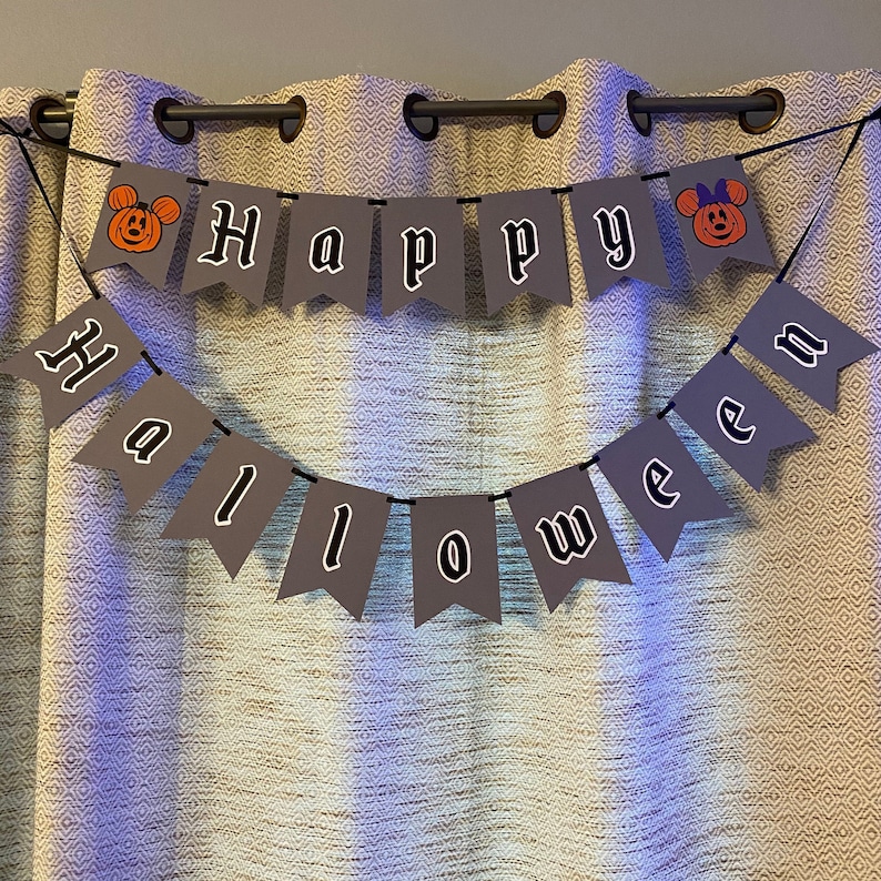 Happy Halloween Mickey /& Minnie Inspired Pumpkin Banner