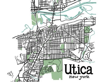 Utica NY Map | Fine Art Print