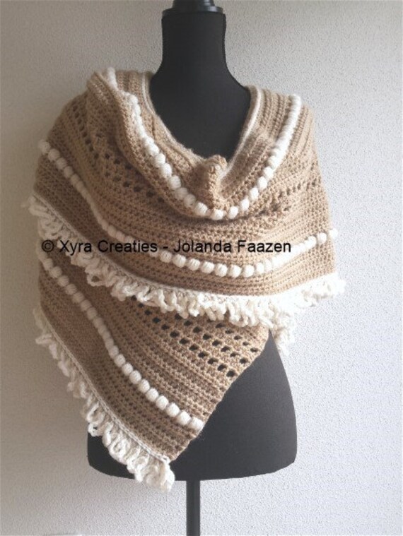 Wrap/shawl with scarf PATR1064 Omslagdoek met sjaal asymmetrical / Haakpatroon asymmetrisch NL & English-US Xyra Crochet-pattern Wrap/shawl with scarf PATR1064 Omslagdoek met sjaal asymmetrical / Haakpatroon asymmetrisch NL & English-US Xyra Crochet-pattern