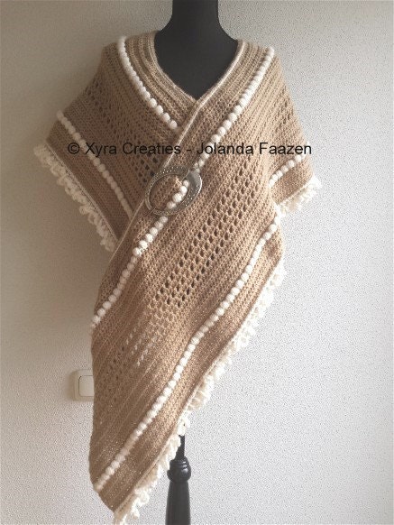 Wrap/shawl with scarf PATR1064 Omslagdoek met sjaal asymmetrical / Haakpatroon asymmetrisch NL & English-US Xyra Crochet-pattern Wrap/shawl with scarf PATR1064 Omslagdoek met sjaal asymmetrical / Haakpatroon asymmetrisch NL & English-US Xyra Crochet-pattern