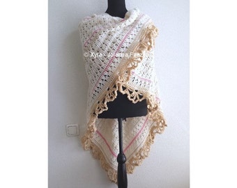 Wrap/shawl with scarf PATR1064 Omslagdoek met sjaal asymmetrical / Haakpatroon asymmetrisch NL & English-US Xyra Crochet-pattern Wrap/shawl with scarf PATR1064 Omslagdoek met sjaal asymmetrical / Haakpatroon asymmetrisch NL & English-US Xyra Crochet-pattern