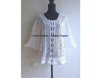 PATR1073 - Xyra Crochet-pattern - Summer shirt with or without three-quarter sleeves (English-US & Dutch)