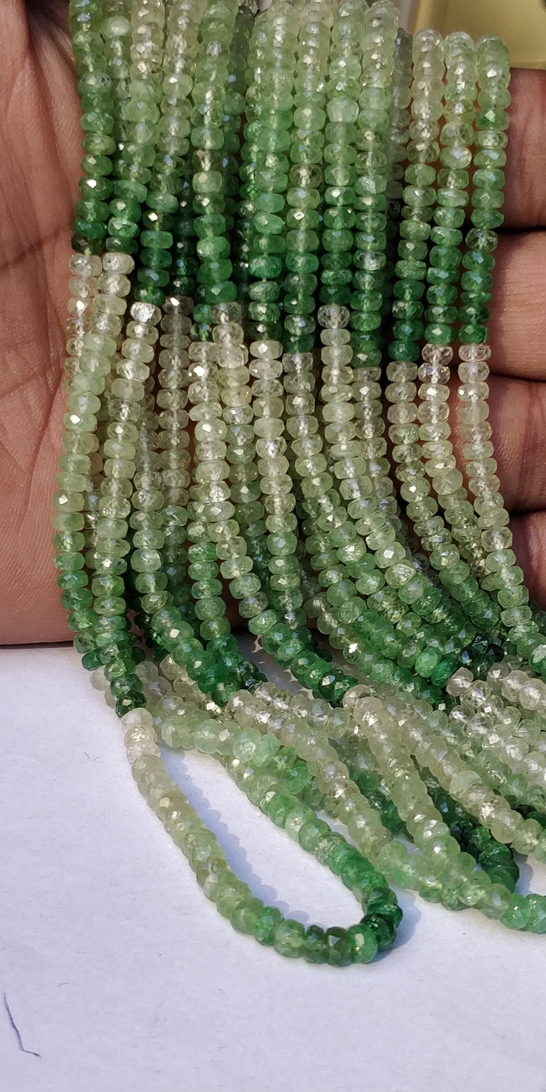Shaded Tsavorite Faceted Beads Tsavorite Rondelle Beads 2.5-4.5mm Semi-Precious Tsavorite Beads 16 Inch Green Stone Faceted Beads