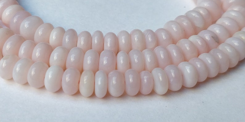 7-10 mm AAA Natural Peruvian Pink Opal Smooth Rondelle Gemstone