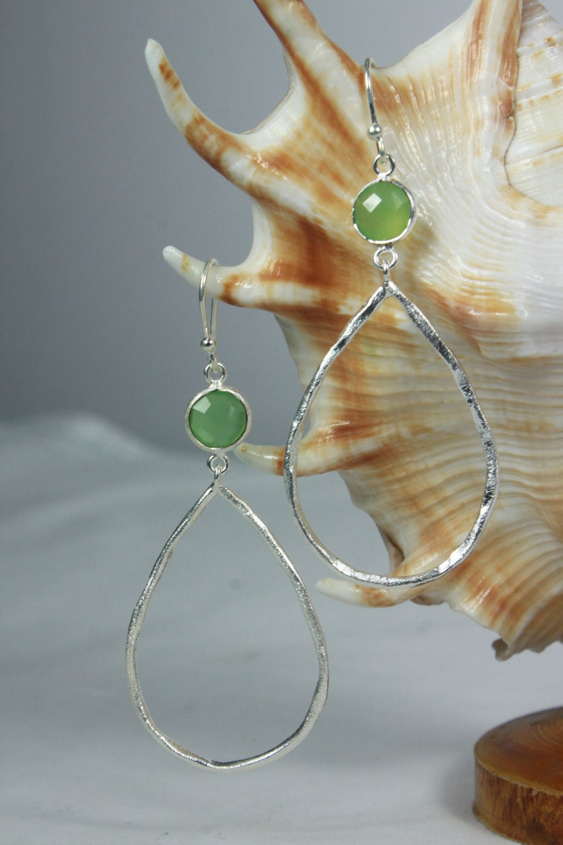 Beautiful Chalcedony earrings on 925silver,Chalcedony earrings, Natural Gemstone, Unique Design Handmade Big Teardrop Earrings Jewelry