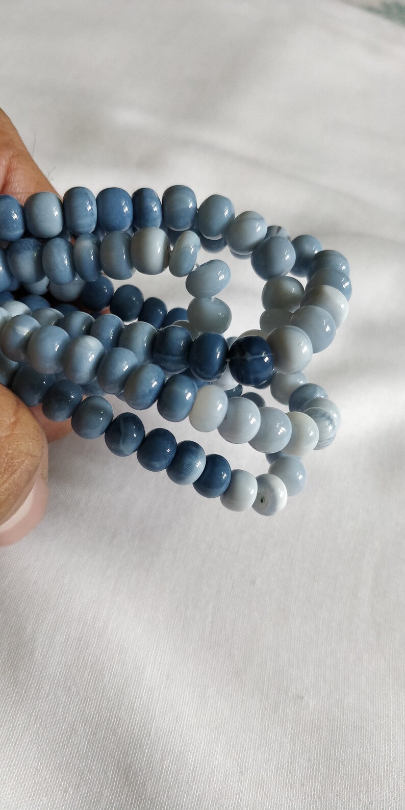 Beautiful Blue Oregon Opal Smooth Rondelle Beads,Fine Quality Blue Opal Beads,Opal,Smooth Beads,Suitable to make necklace 7-8MM 24 CM Length