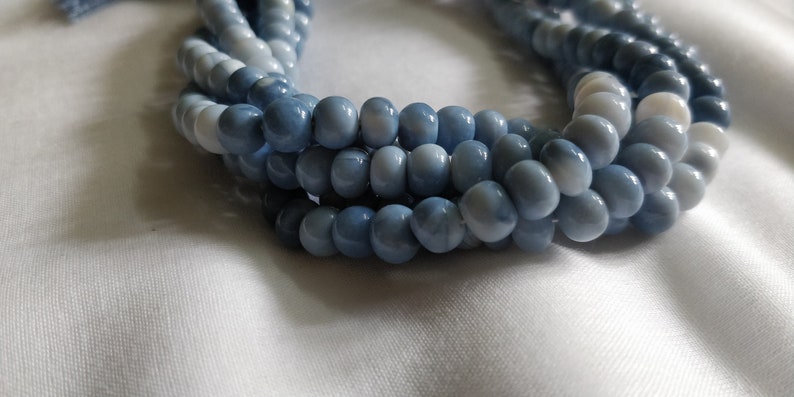 Beautiful Blue Oregon Opal Smooth Rondelle Beads,Fine Quality Blue Opal Beads,Opal,Smooth Beads,Suitable to make necklace 7-8MM 24 CM Length