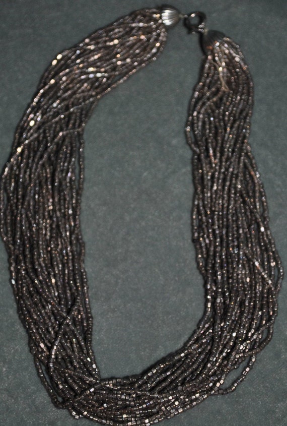 Necklace, vintage, beaded,  silver metal clasp, sp