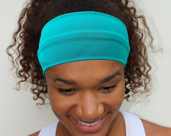 Wide Fitness Headband, Jade Headband, Yoga Nonslip Headband, Workout headband, Breathable Headband, Stretchy Headband