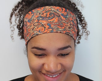 Wide Yoga Headband, Paisley Print, Stretchy Breathable Headband, Fashion Headband, Fabric Headband, Workout Headband, Nurse Headband