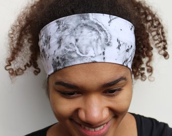 Workout Headband, Marble Print Headband, Yoga Nonslip Headband, Breathable Headband, Stretchy Wide Headband, Fabric Headband