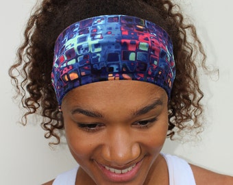 Thick Mosaic Headband, Stretchy Wide Headband, Breathable headband, Exercise Headband, Fashion Headband, Fabric Headband, Nurse Headband