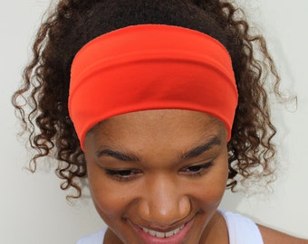 Yoga Nonslip Headband, Hot Orange Headband, Workout Headband, Fitness Headband, Stretchy Wide Headband, Breathable Headband, Fabric Headband