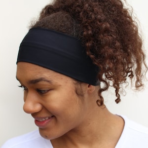 Thick Black Headband, Stretchy Wide Headband, Breathable Headband, Exercise Headband, Fashion Headband, Fabric Headband, Nurse Headband image 2