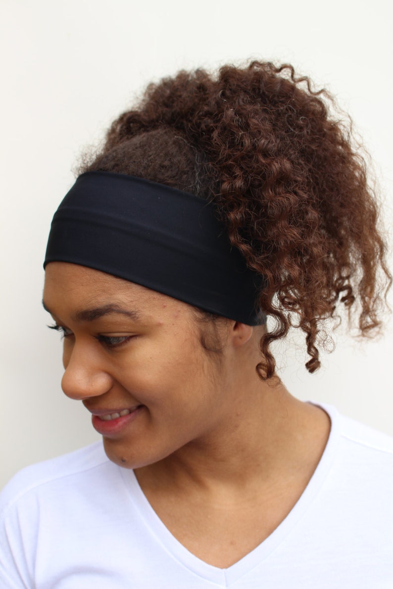 Thick Black Headband, Stretchy Wide Headband, Breathable Headband, Exercise Headband, Fashion Headband, Fabric Headband, Nurse Headband image 2