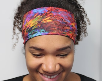 Yoga Running Headband, Peacock Print, Workout Headband, Fitness Nonslip Headband, Stretchy Wide Headband, Breathable Headband, Boho Headband