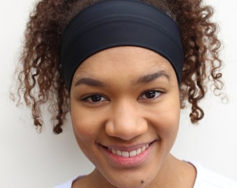 Thick Black Headband, Stretchy Wide Headband, Breathable Headband, Exercise Headband, Fashion Headband, Fabric Headband, Nurse Headband