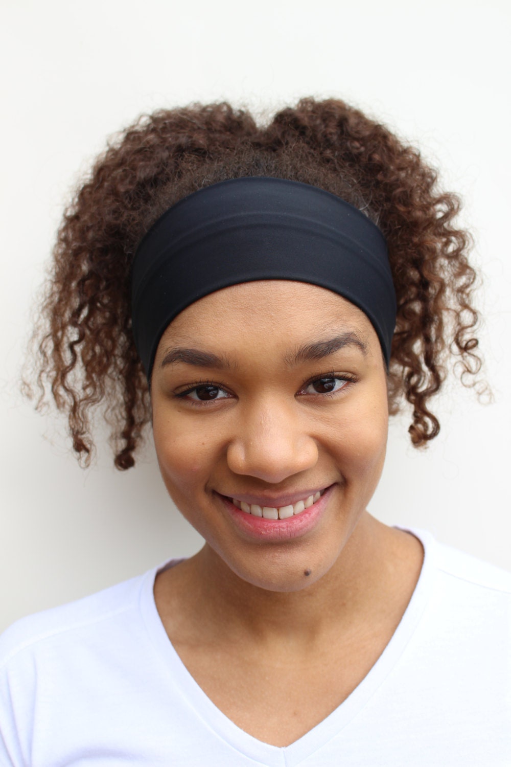 Thick Black Lycra Headband: Wide Exercise & Swim Headband 