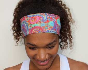 Thick Paisley Headband, Stretchy Wide Headband, Breathable Headband, Exercise Headband, Fashion Headband, Fabric Headband, Nurse Headband