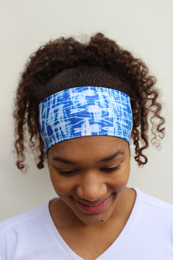 wide headband - blue batik wide headband - blue batik