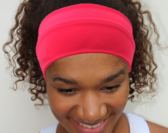 Yoga Nonslip Headband, Tango Orange Headband, Workout Headband, Stretchy Wide Headband, Breathable Headband