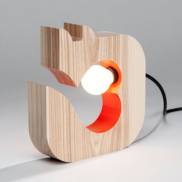 Fox table lamp. unique home lighting. Wooden lamp. bedside lamp. solid wood lamp. Wildwood Orange heart fox lamp
