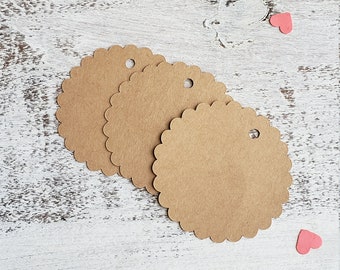 Scalloped Gift Tags - Small Gift Tags - Paper Tags - Blank Tags - Kraft Brown Gift Tags - Ivory Gift Tags - White Gift Tags - Favor Tags