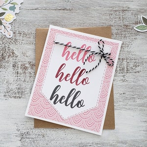Hello Handmade Greeting Card - Just Because Card - Blank Notecard - Handmade Notecard